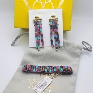 NWT KENDRA SCOTT BREE BEADED STATEMENT EARRINGS & BRACELET SET